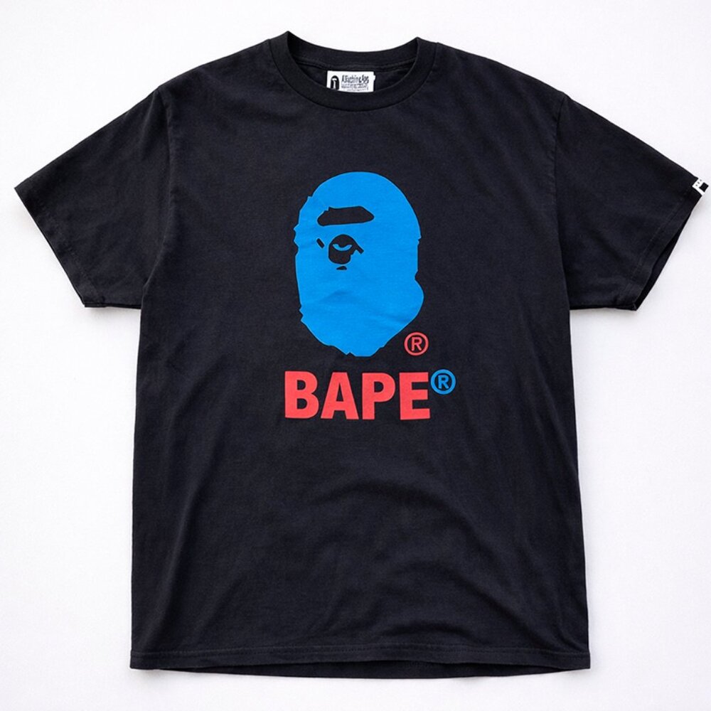 Bape Blue Big Ape Head Logo Graphic T-Shirt Black / Size XL